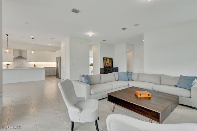 view of tiled living room