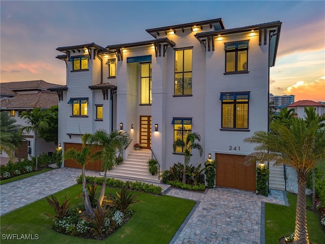 view of front of house with a garage