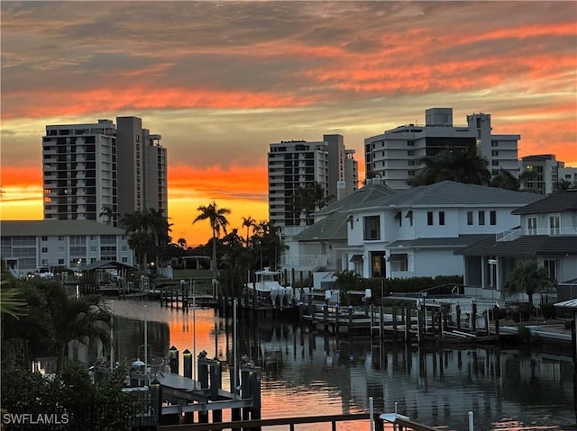 water view with a boat dock