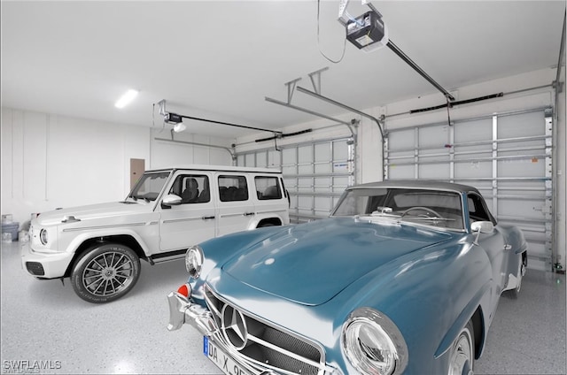 garage with a garage door opener