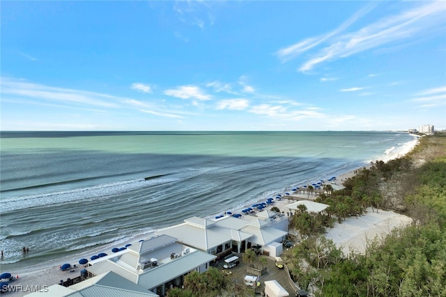 property view of water featuring a view of the beach