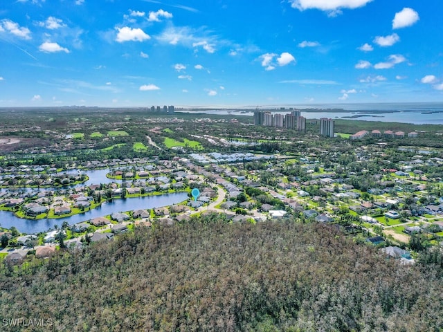 bird's eye view featuring a water view