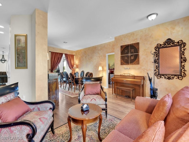 living room with hardwood / wood-style floors