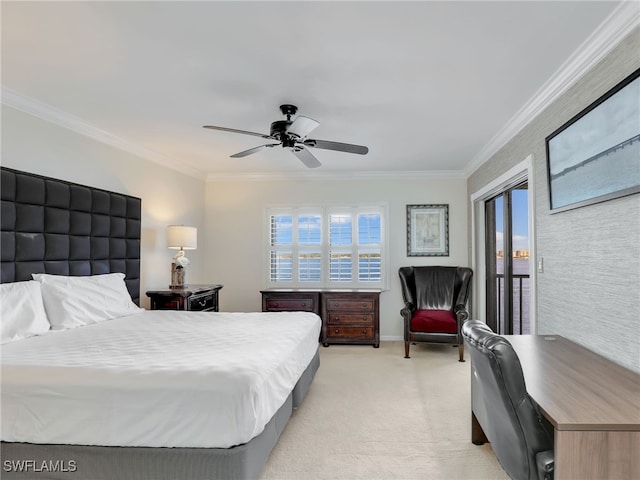 1925 Clifford St Unit 1202, Fort Myers, FL 33901 - bedroom featuring crown molding, light colored carpet, ceiling fan, and baseboards