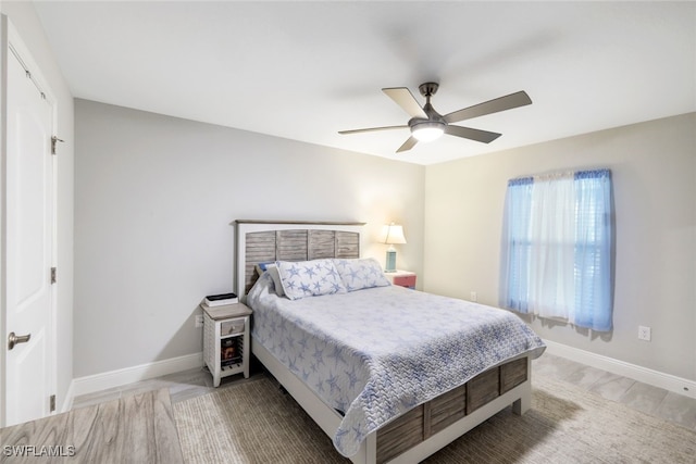 bedroom featuring ceiling fan