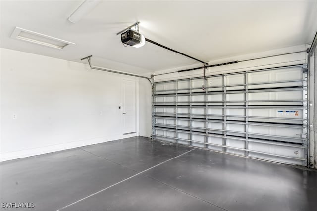 garage with a garage door opener