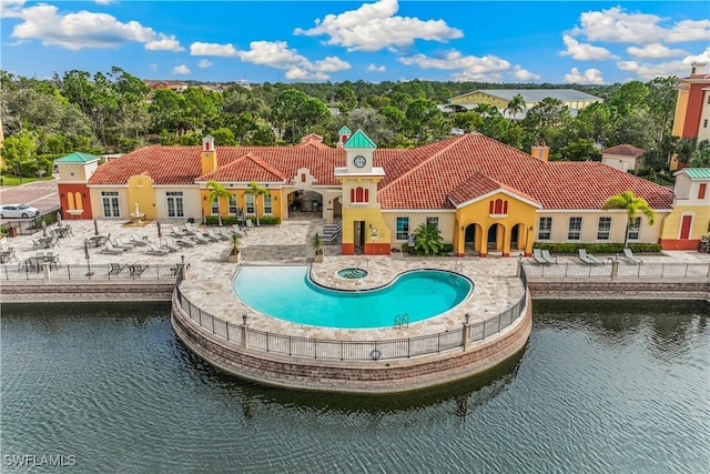 exterior space featuring a water view