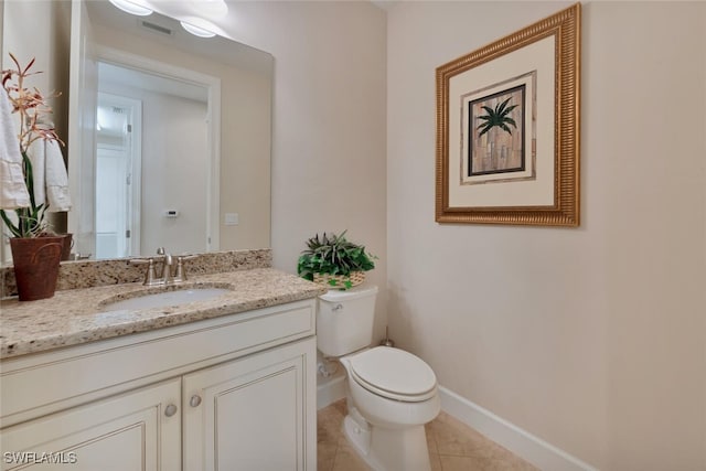 bathroom featuring vanity, toilet, and tile patterned floors