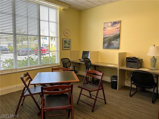 view of carpeted home office