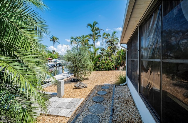 view of yard with a water view