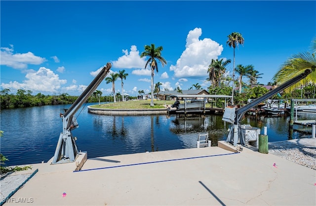 dock area featuring a water view