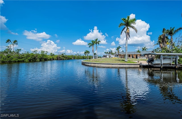 property view of water featuring a dock