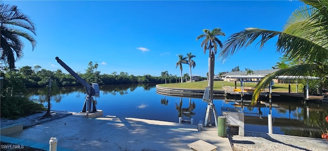 view of dock featuring a water view