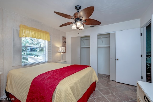 bedroom featuring ceiling fan