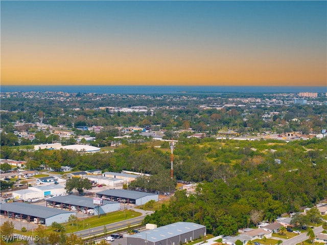 view of aerial view at dusk