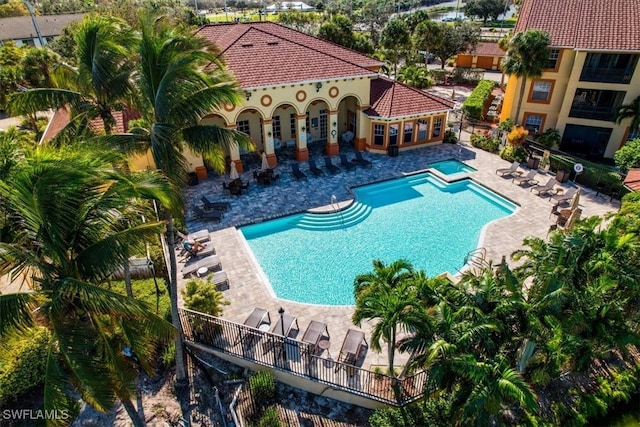 view of pool featuring a patio