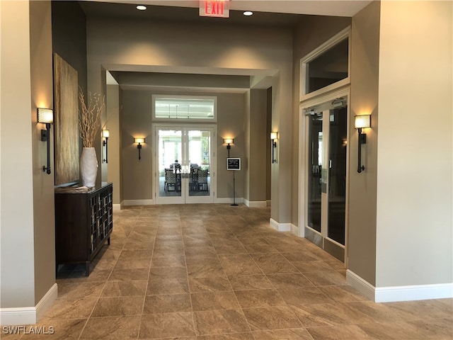 hallway with french doors