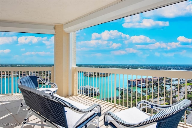 balcony with a water view