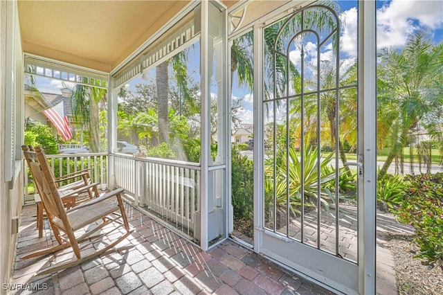 view of unfurnished sunroom