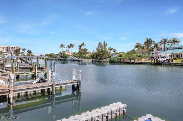 view of dock featuring a water view