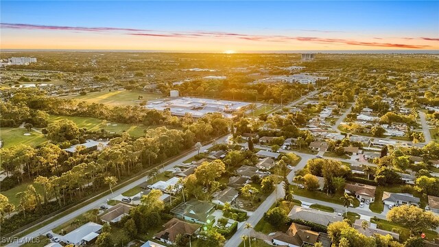 view of aerial view at dusk