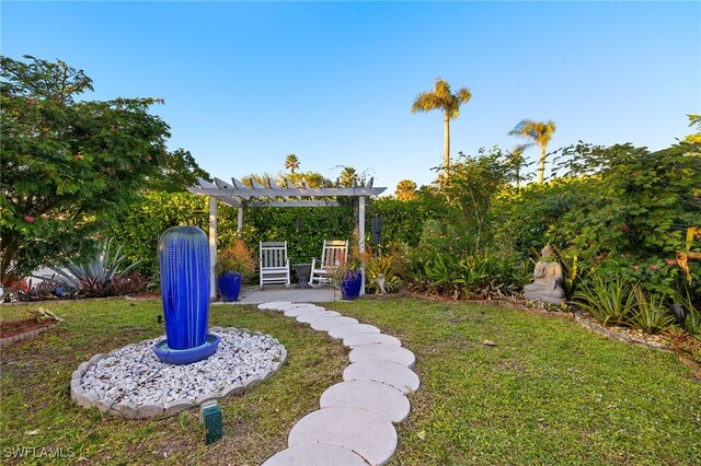 view of yard featuring a pergola