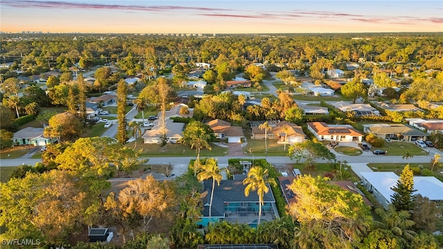 view of aerial view at dusk