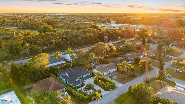 view of aerial view at dusk