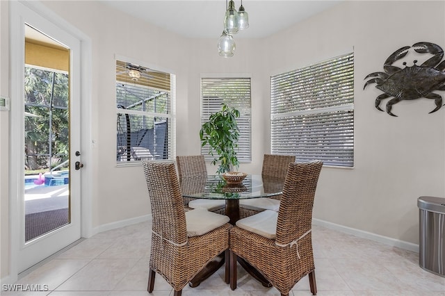 view of tiled dining area