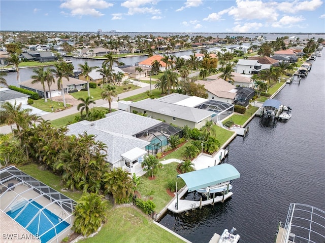 bird's eye view featuring a water view