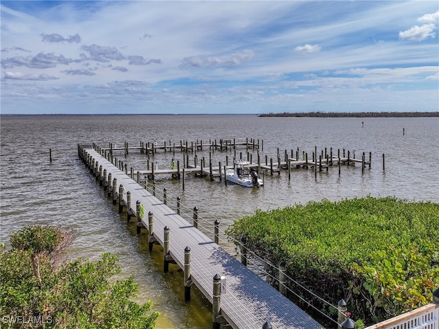 view of dock featuring a water view