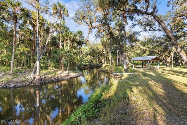 water view with a gazebo