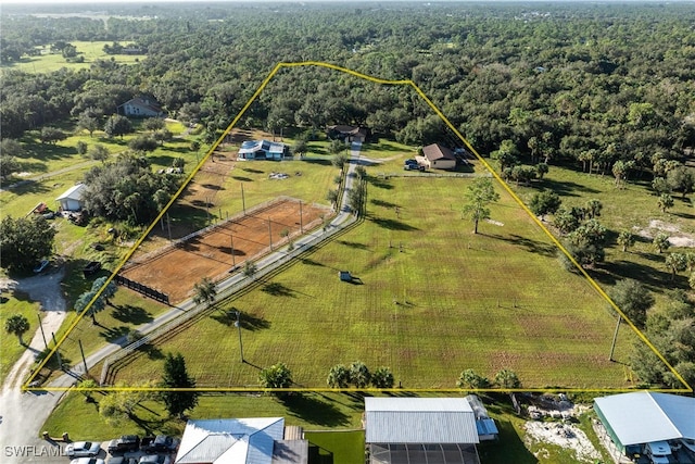 bird's eye view with a rural view