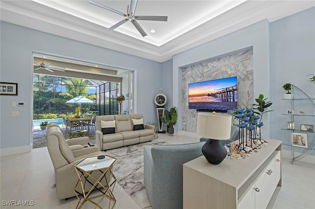 view of tiled living room