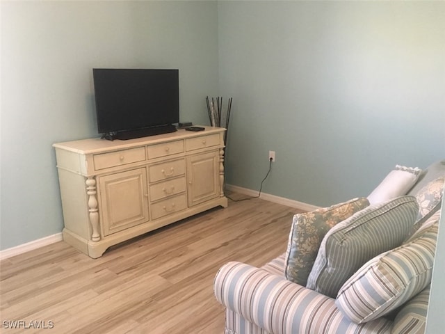 living area with light hardwood / wood-style floors