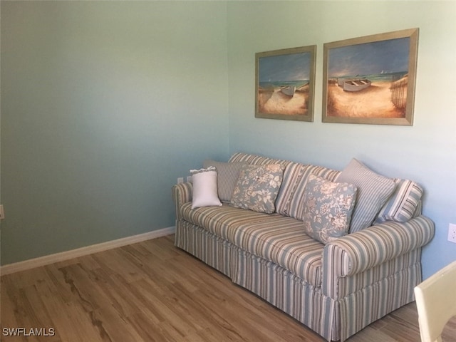 sitting room with wood-type flooring