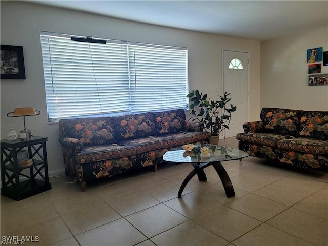 view of tiled living room