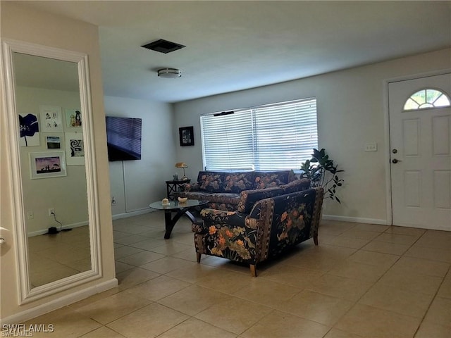 view of tiled living room