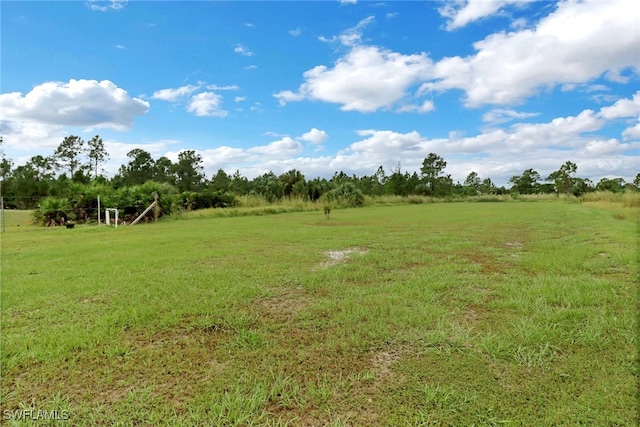 view of yard with a rural view