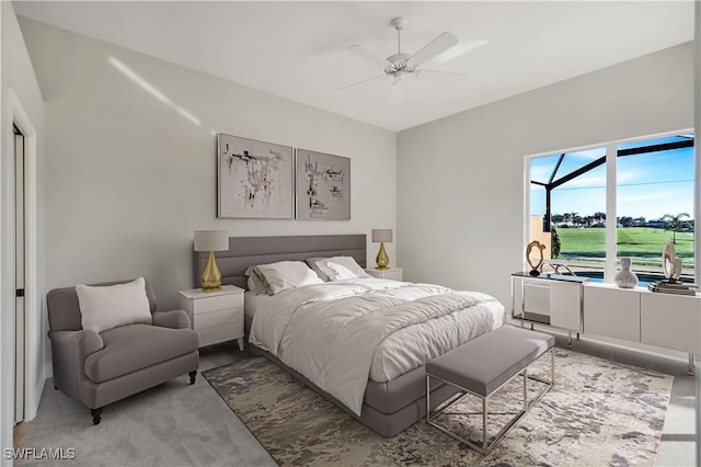 bedroom with carpet and ceiling fan