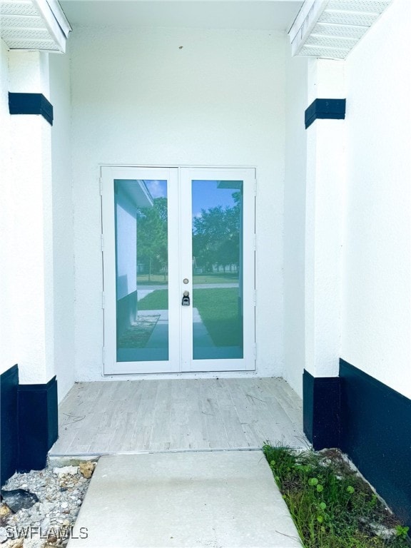 property entrance with french doors