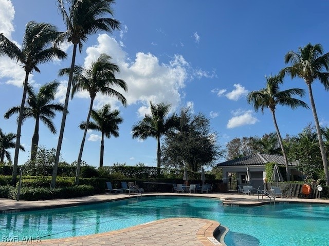 view of pool featuring a patio