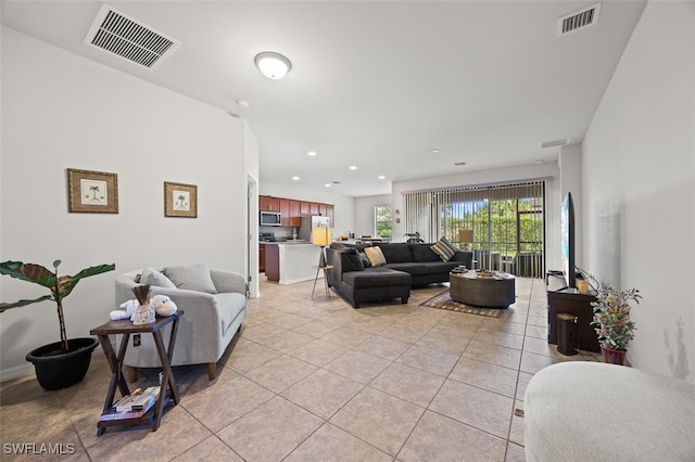 view of tiled living room