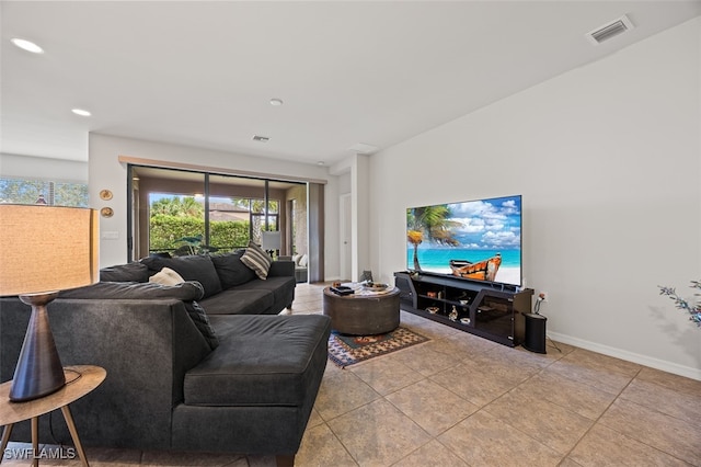 view of tiled living room