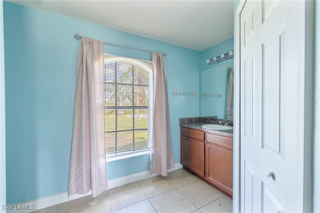 bathroom featuring vanity and tile patterned floors