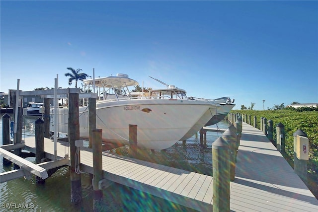 dock area featuring a water view