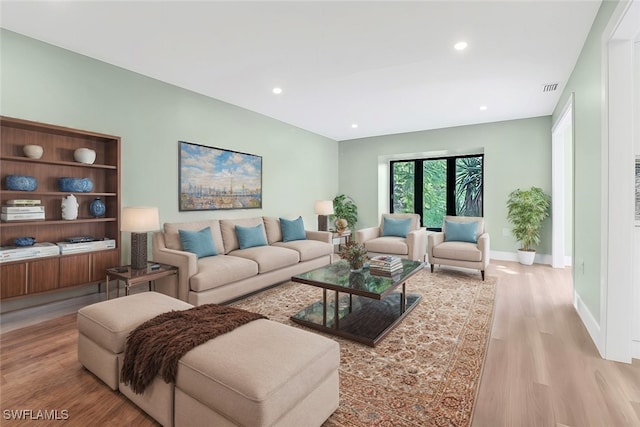 living room featuring light hardwood / wood-style floors