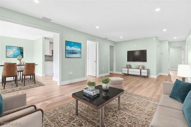 living room featuring light hardwood / wood-style flooring