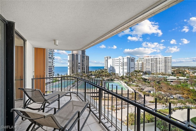 balcony with a water view