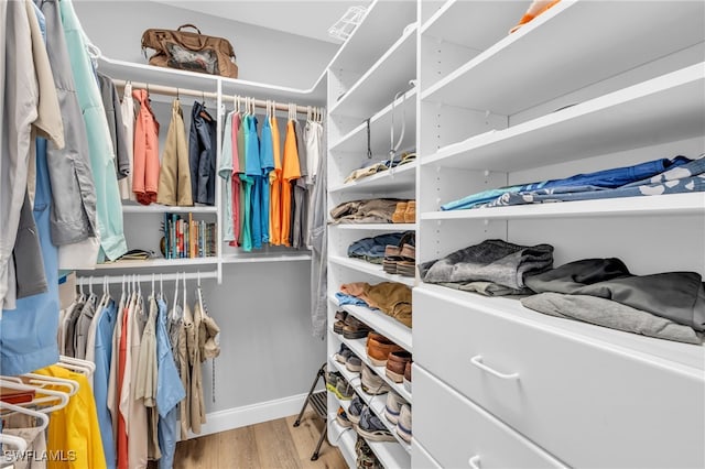 walk in closet featuring light hardwood / wood-style floors